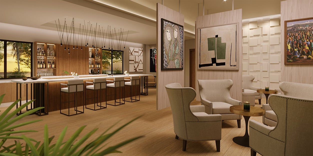 Bar and seating area in Habitation Jouissant