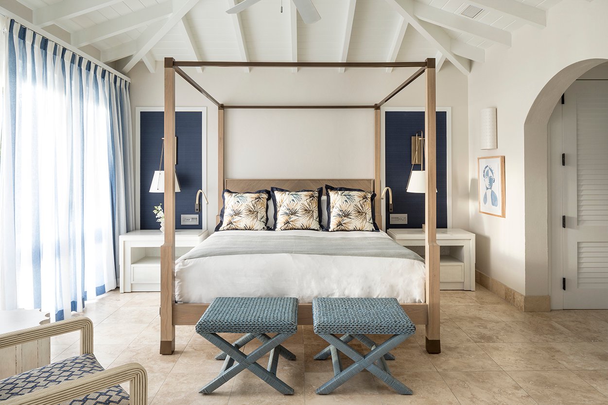 Jumby Bay Pond Bay Suite Bedroom with Draperies Closed