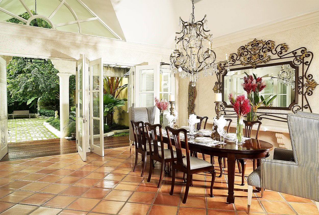 Dining area with an exit to outside at Roaring Pavilion, Jamaica