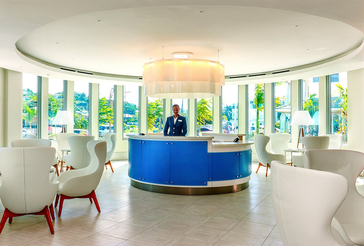 Concierge and seating at The Harbor Club