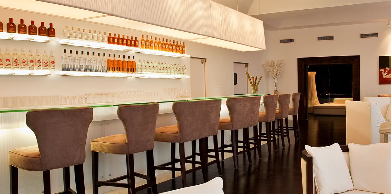 Bar and seating area at Viceroy Sugar Beach