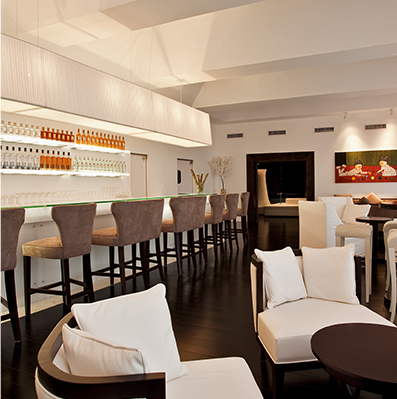 Bar and seating area in Viceroy Sugar Beach, St Lucia