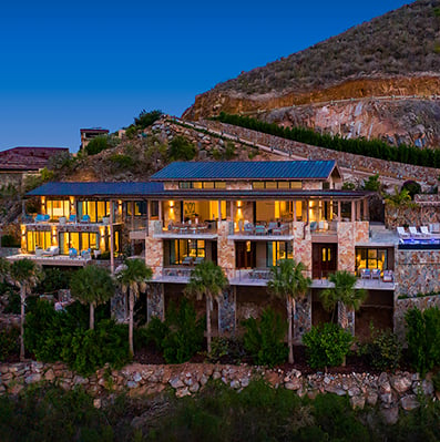 Villa Maronti Aerial View at Dusk