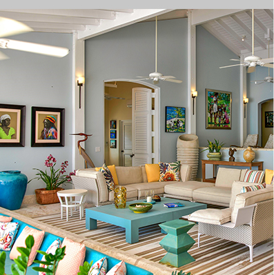 Living room of Jumby Bay Blue Belle Villa