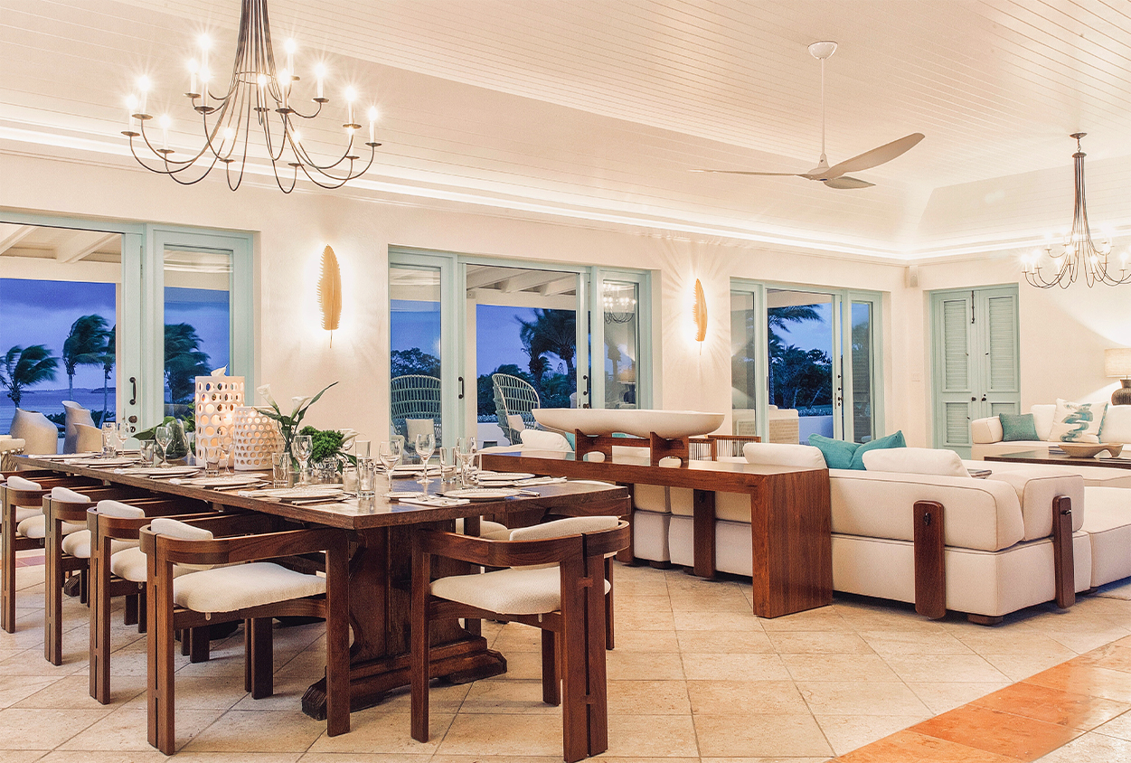 Jumby Bay Evangeline Living and Dining Areas