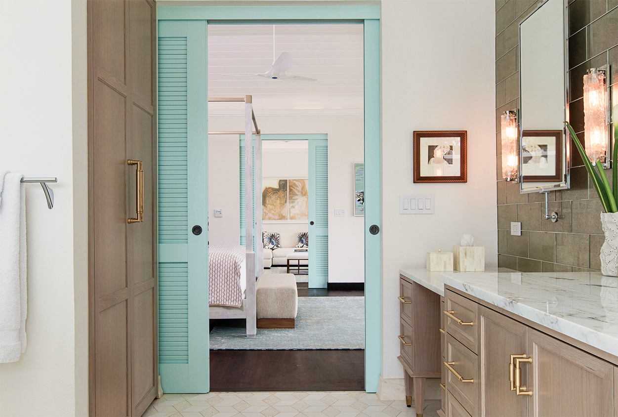 Jumby Bay Evangeline Doorways between the Bathroom, Bedroom, and Living Room