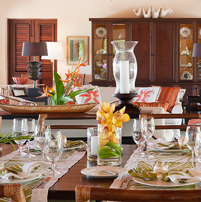 Dining room in Jumby Bay Tamarind Cove