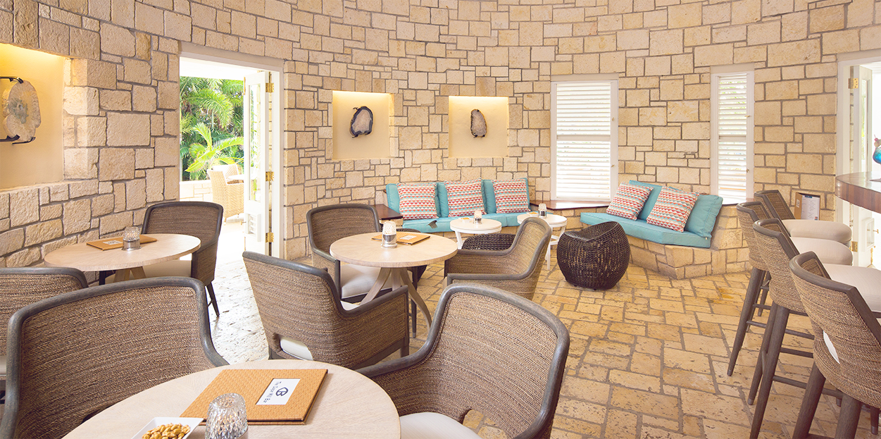 Dining tables in a circular room